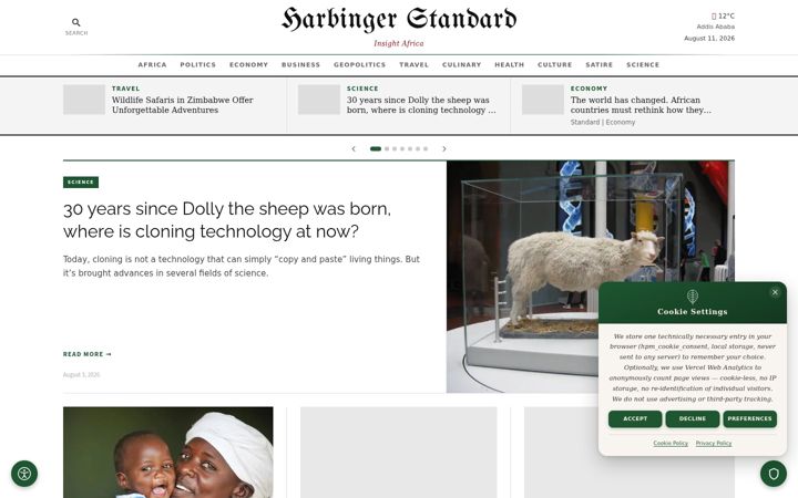 Screenshot of harbingerstandard.com