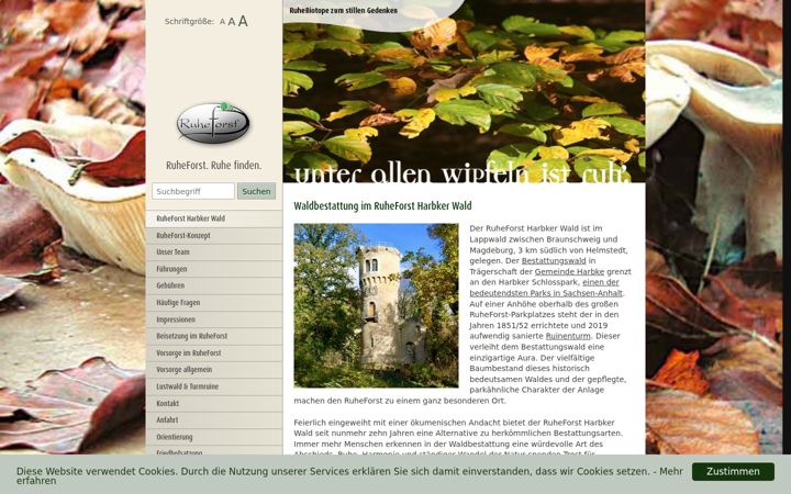 Screenshot of harbkerwald-ruheforst.de