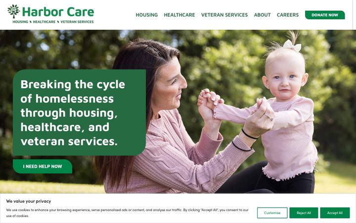 Screenshot of harborcarenh.org