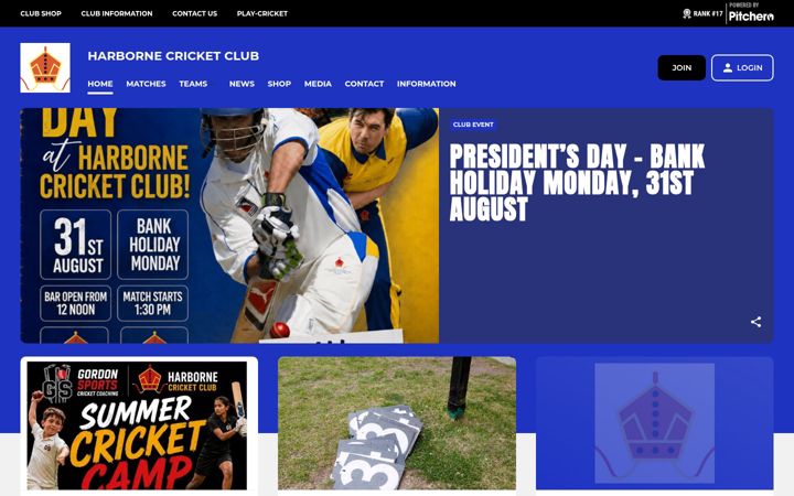 Screenshot of harborne-cc.co.uk