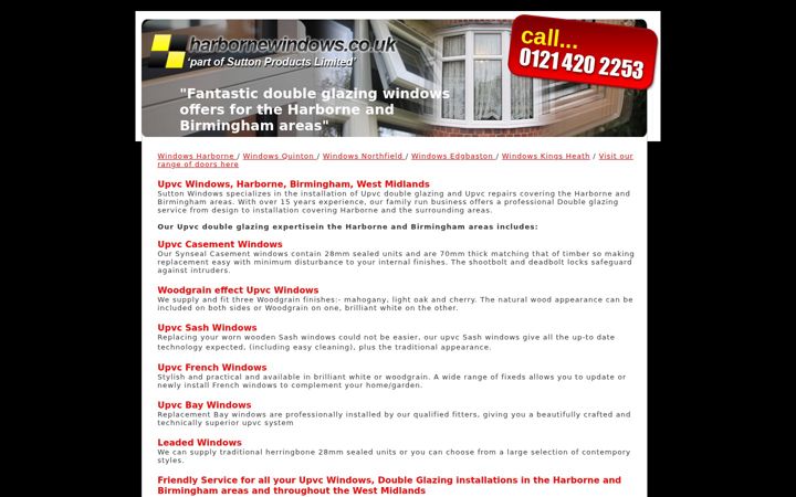 Screenshot of harbornewindows.co.uk