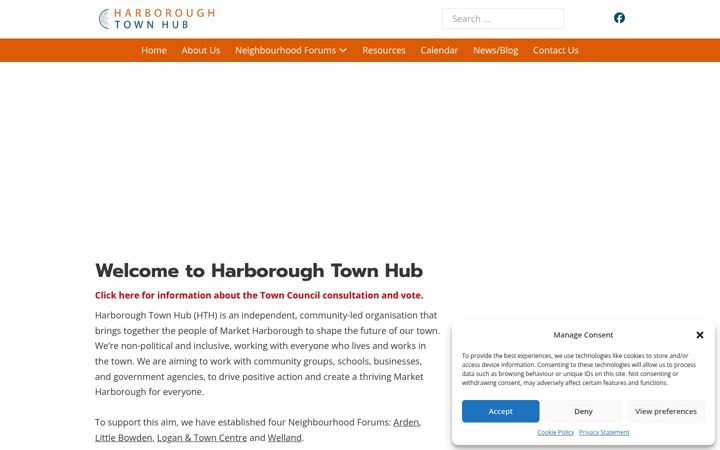 Screenshot of harboroughtownhub.org