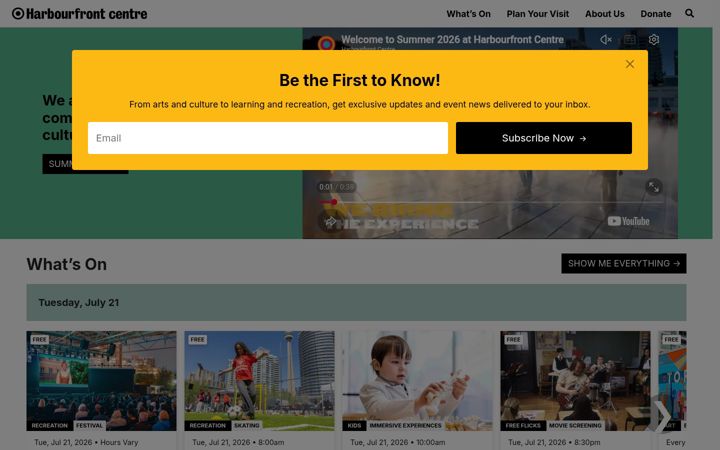 Screenshot of harbourfrontcentre.com