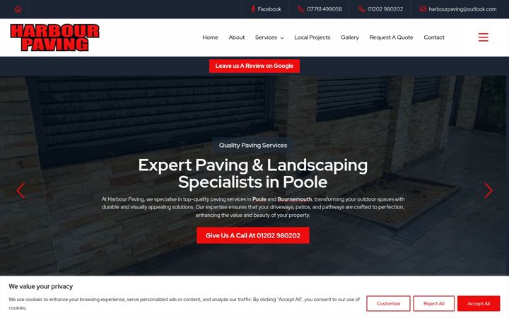 Screenshot of harbourpaving.co.uk