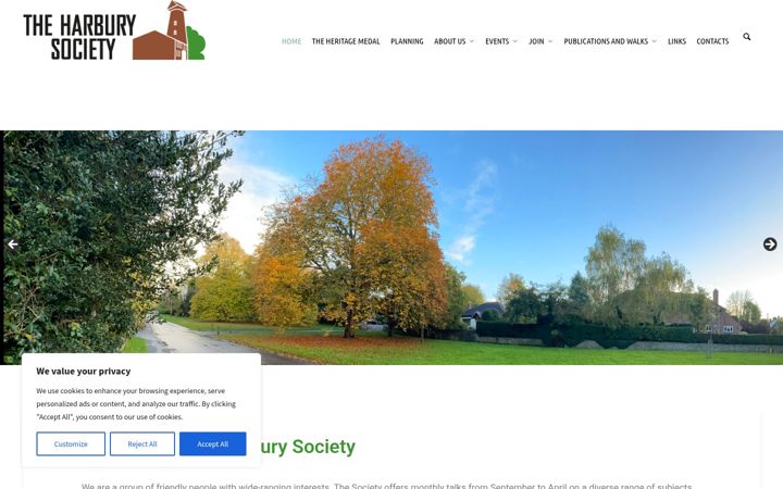 Screenshot of harburysociety.org