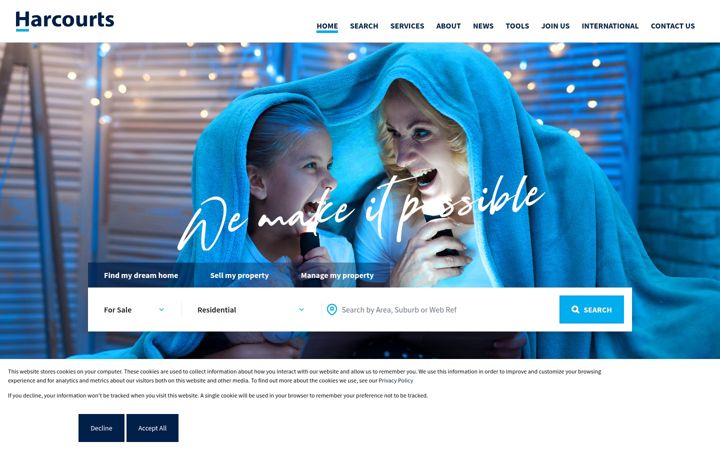 Screenshot ta' harcourts.co.za
