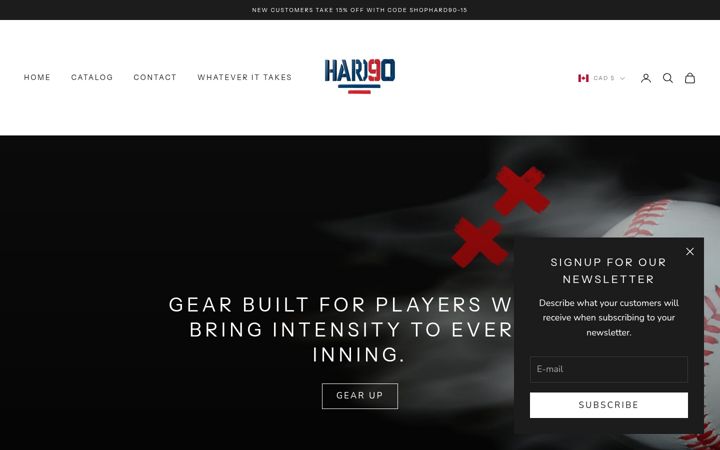 Screenshot of hard90baseball.ca