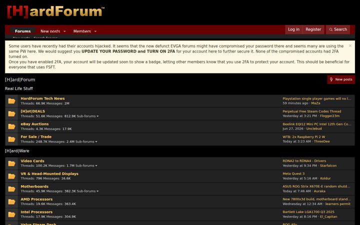 Kuvakaappaus sivustosta hardforum.com