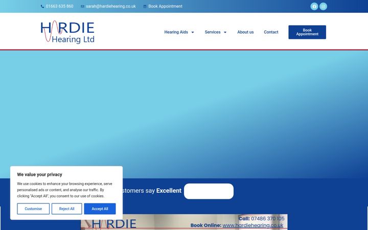 Screenshot of hardiehearing.co.uk