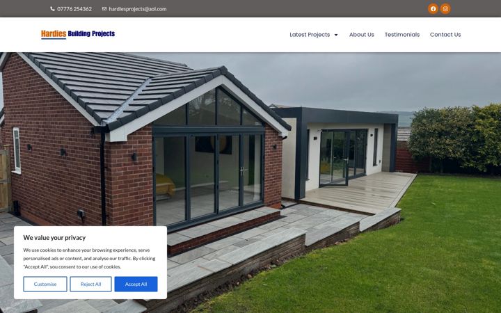 Screenshot of hardiesprojects.co.uk