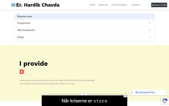Screenshot of hardikchavda.in