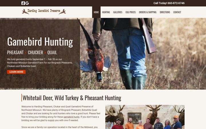 Screenshot of hardinggamebirds.com