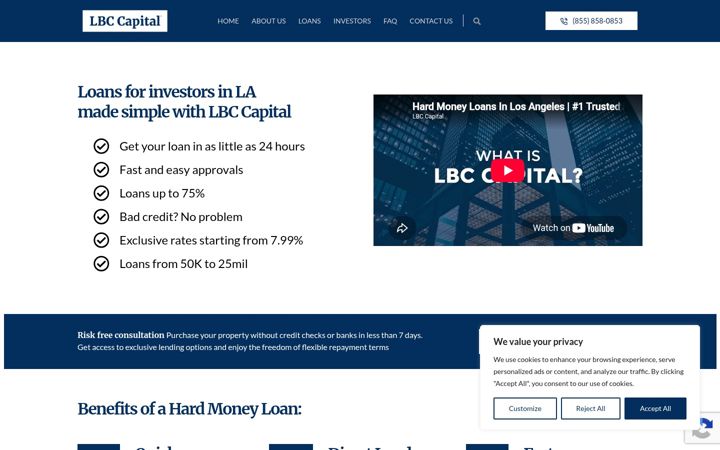 Screenshot of hardmoneyloanslosangeles.org