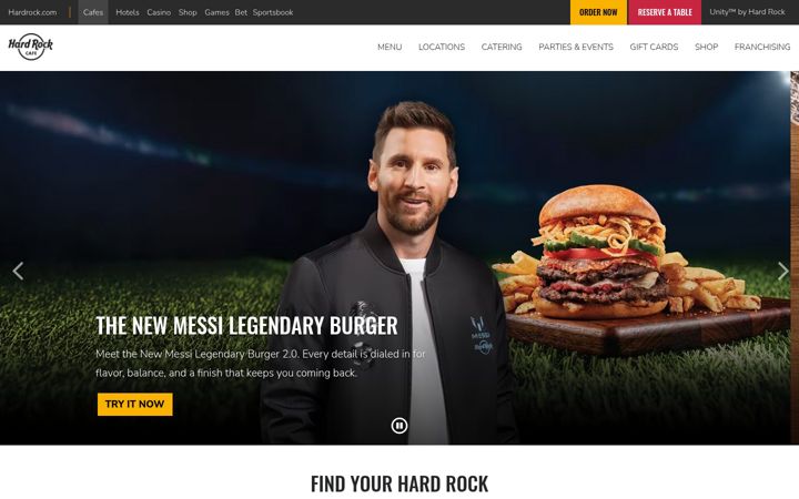 Screenshot of hardrockcafe.com