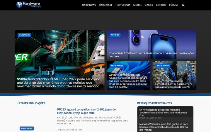 Screenshot of hardware.com.br