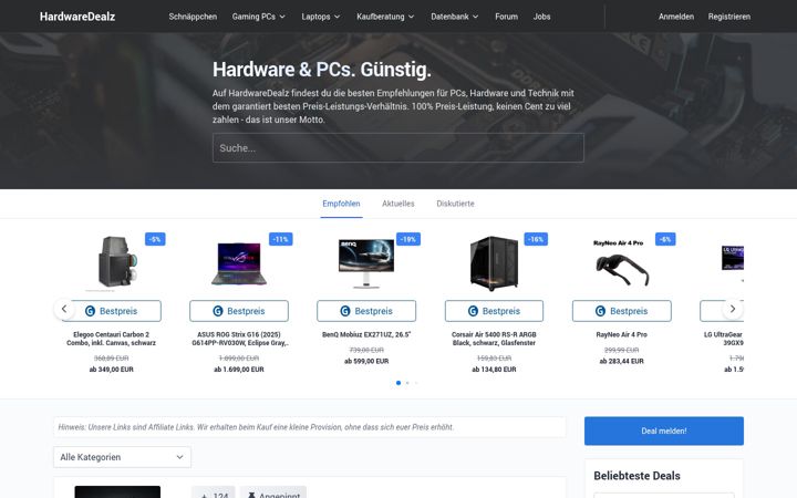 Screenshot of hardwaredealz.com