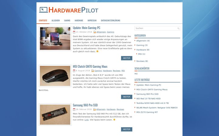 Screenshot stránky hardwarepilot.de