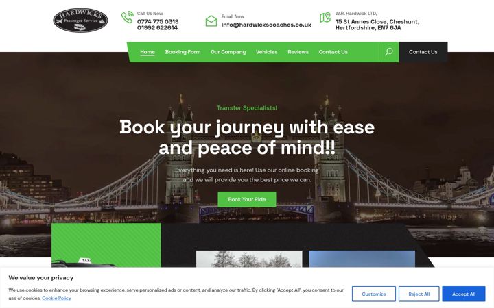 Screenshot of hardwickspassengerservice.co.uk