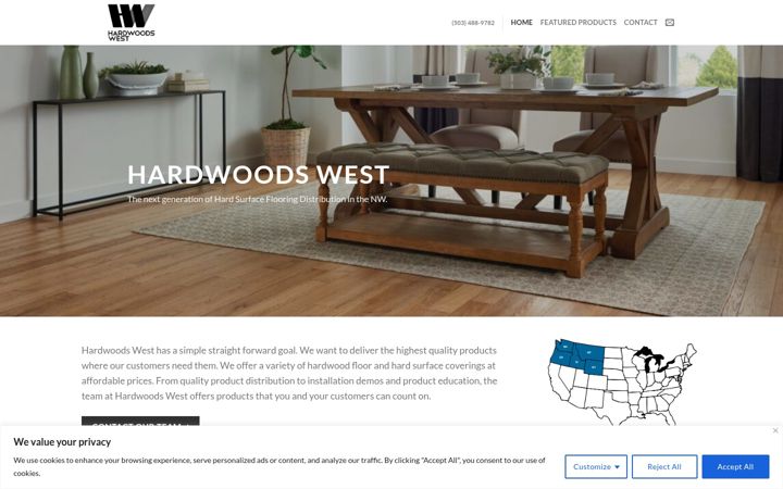 Screenshot of hardwoodswest.com