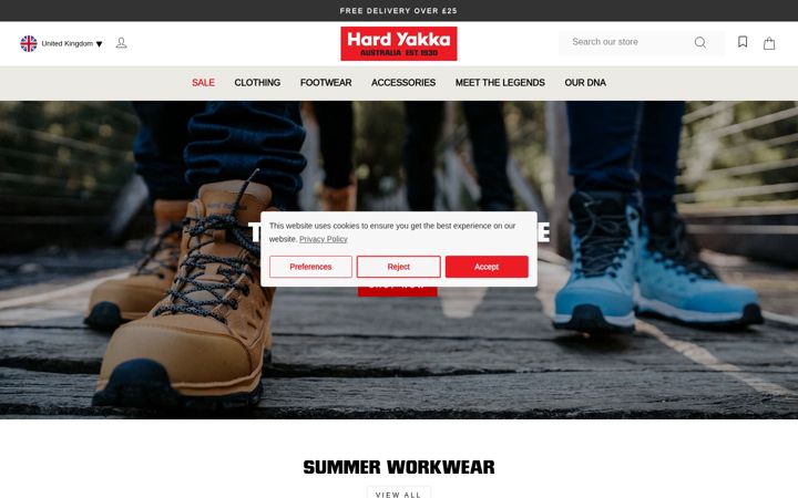 Screenshot of hardyakkaworkwear.co.uk