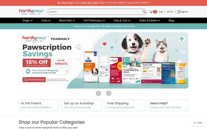 Screenshot of hardypaw.com