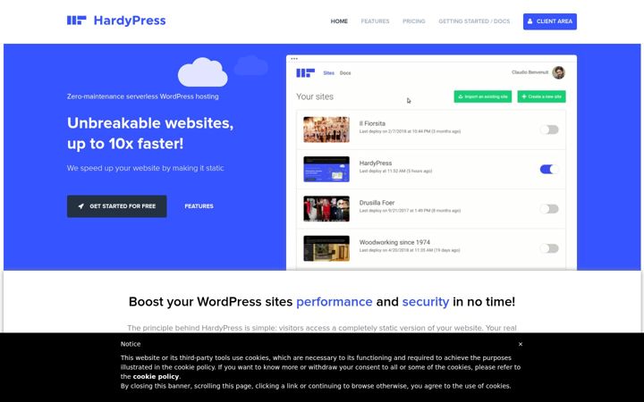 Screenshot of hardypress.com