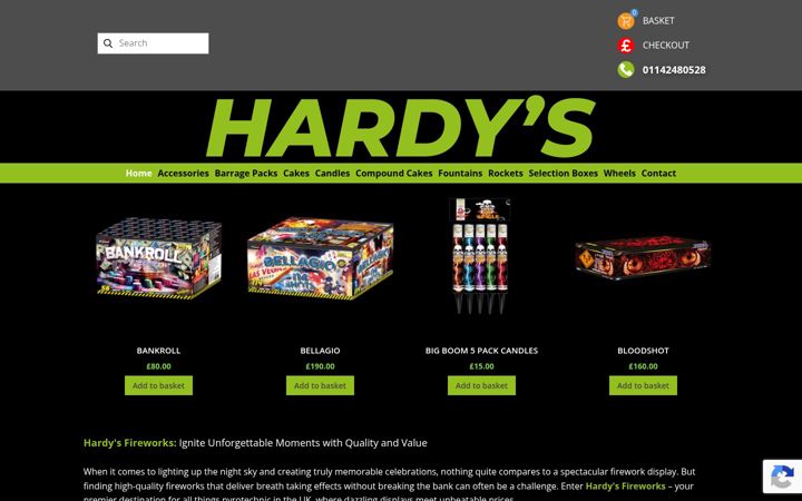 Screenshot of hardysfireworks.co.uk
