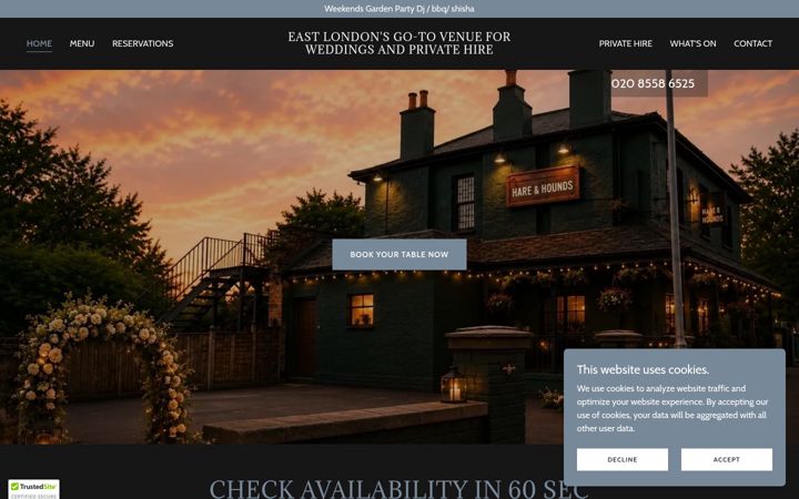 Screenshot of hareandhounds-e10.co.uk