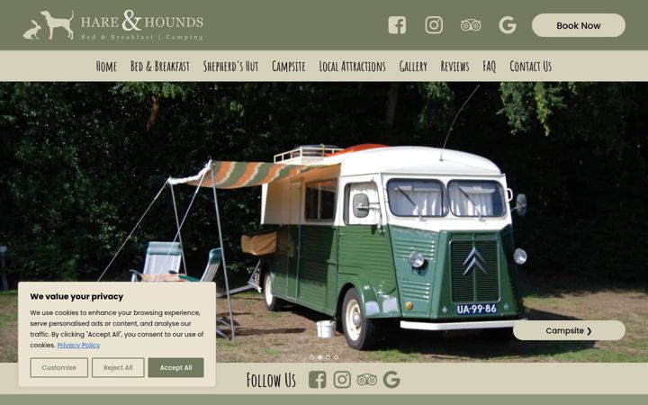 Screenshot of hareandhoundsrye.co.uk
