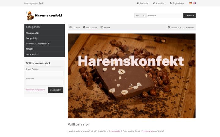 Screenshot stránky haremskonfekt.de