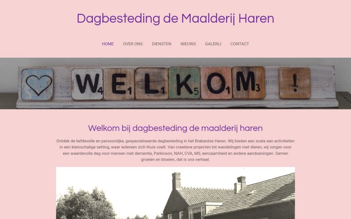 Screenshot of harendagbesteding.nl