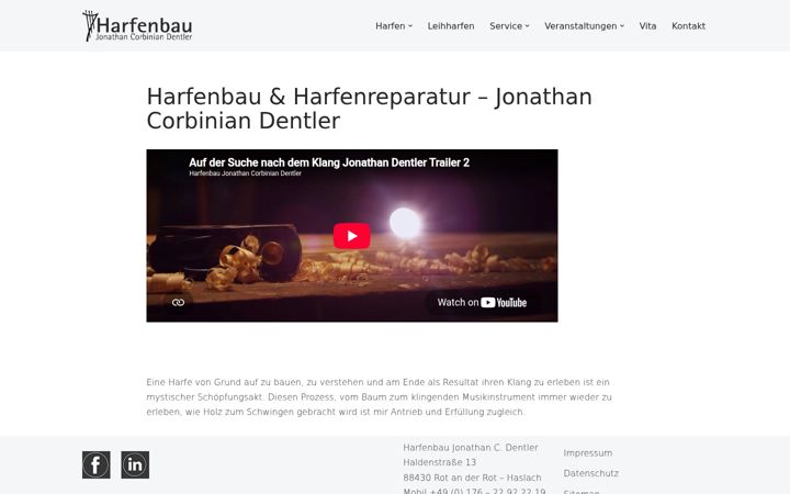 Screenshot stránky harfenbau-dentler.de