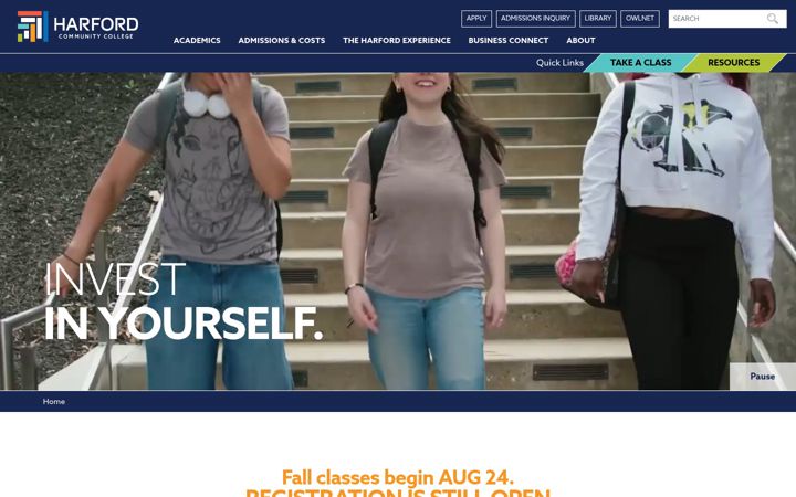 Screenshot of harford.edu