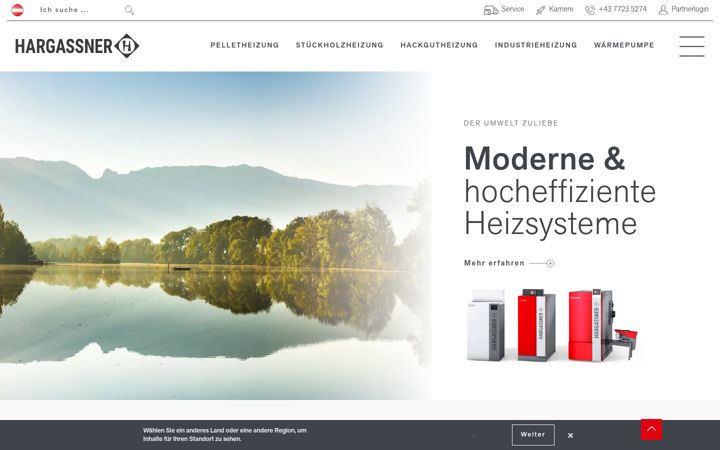 Screenshot of hargassner.com