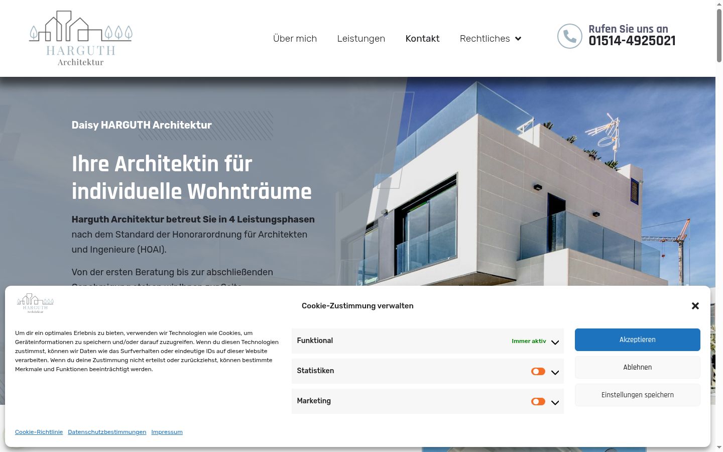 Screenshot des Einwilligungsbanners vor jeglicher Interaktion