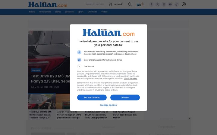 Screenshot of harianhaluan.com