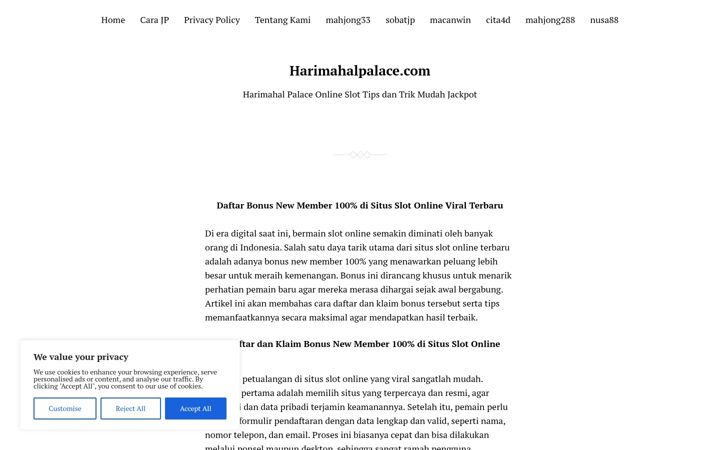 Screenshot of harimahalpalace.com