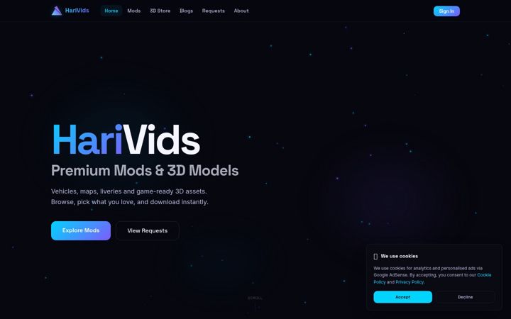Screenshot of harivids.in