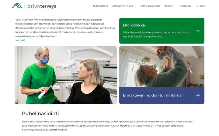 Screenshot of harjunterveys.fi