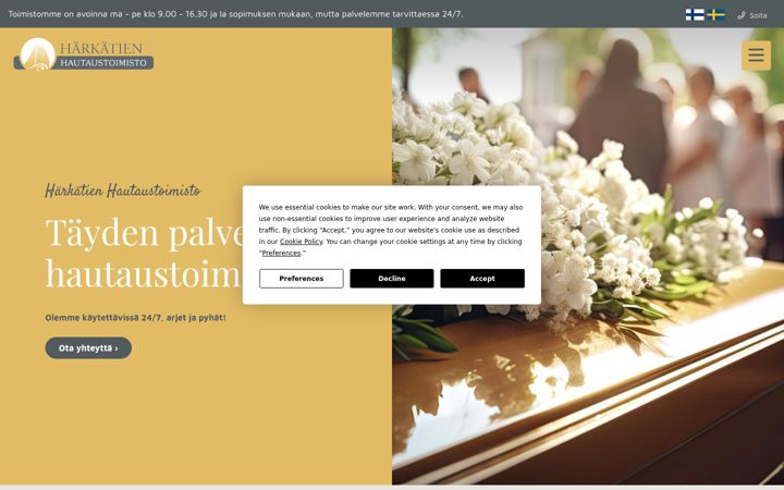 Screenshot of harkatienhautaustoimisto.fi