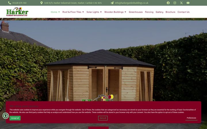 Screenshot of harkergardenbuildings.co.uk