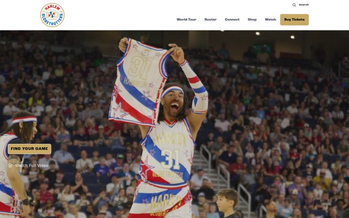 Screenshot of harlemglobetrotters.com