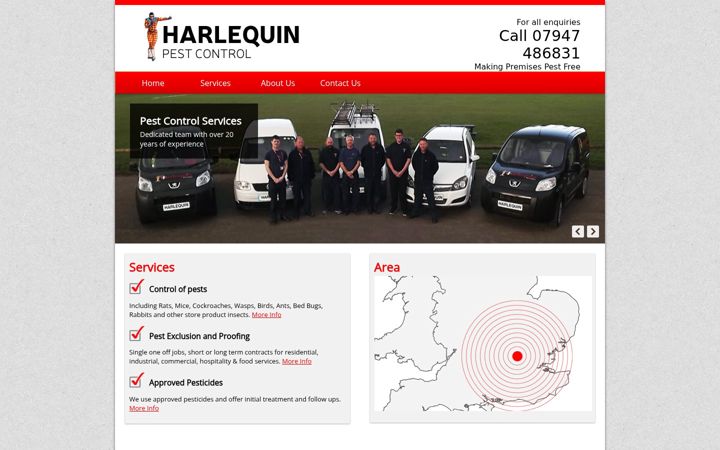 Screenshot of harlequin-pest.co.uk