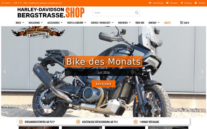 Screenshot stránky harley-davidson-bergstrasse.de