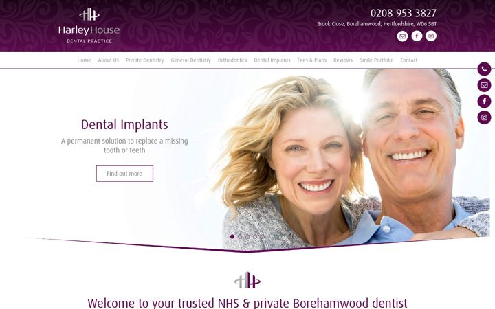 Screenshot of harleyhousedental.co.uk