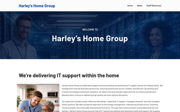Kuvakaappaus sivustosta harleyshomegroup.co.uk