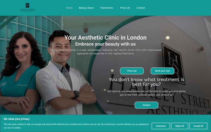 Screenshot of harleystreetaesthetics.co.uk