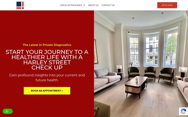 Screenshot of harleystreetcheckups.co.uk