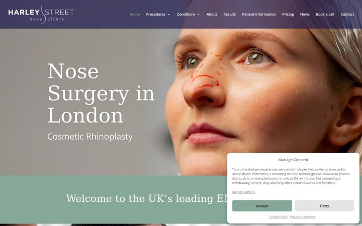 Screenshot of harleystreetnoseclinic.com