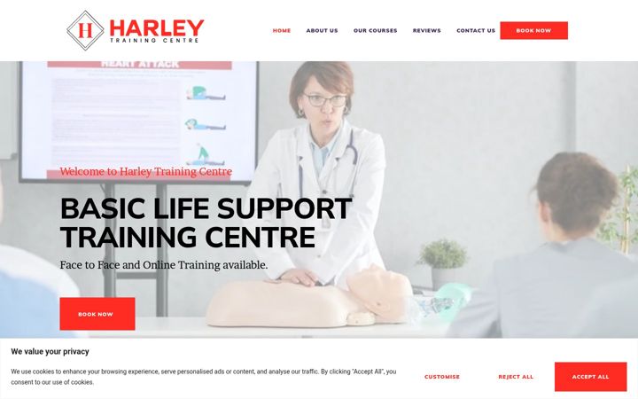 Screenshot of harleytrainingcentre.com
